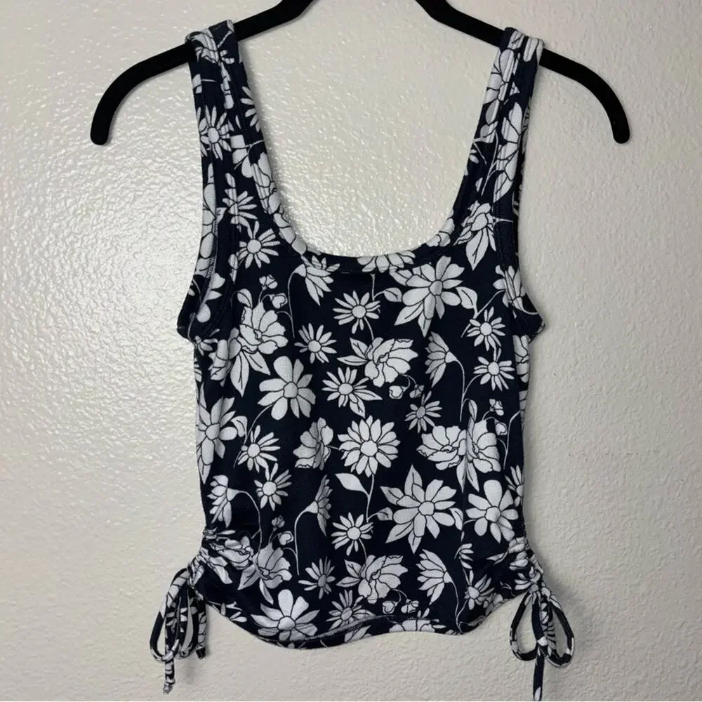 Gilly Hicks Sleep Cami tank women's size medium blue w/ white flowers side ties